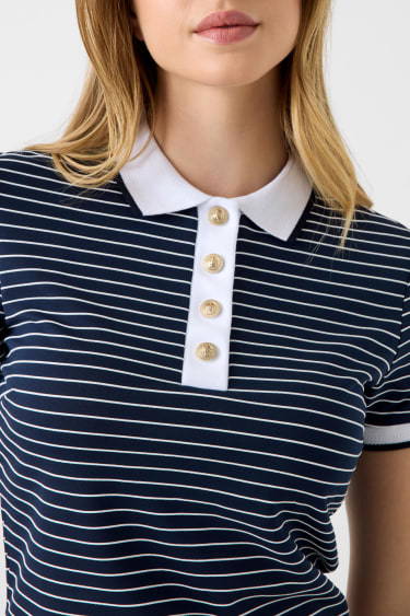 Navy Stripe Polo Top
