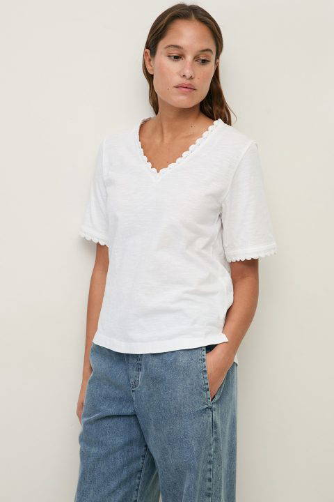 T-Shirt with Crochet Accents