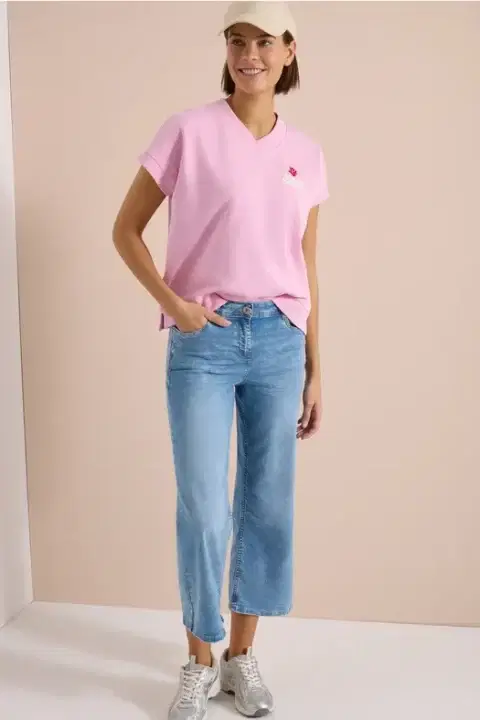 Cecil Pink V-Neck Sweatshirt