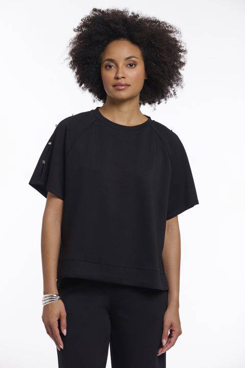 Tate Black Top with button detail