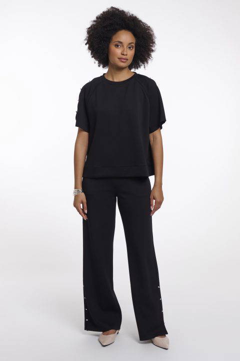 Tate Black Top with button detail