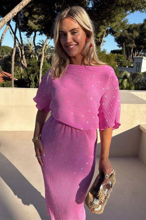 Never Fully Dressed Pink Tilly Plisse Dress