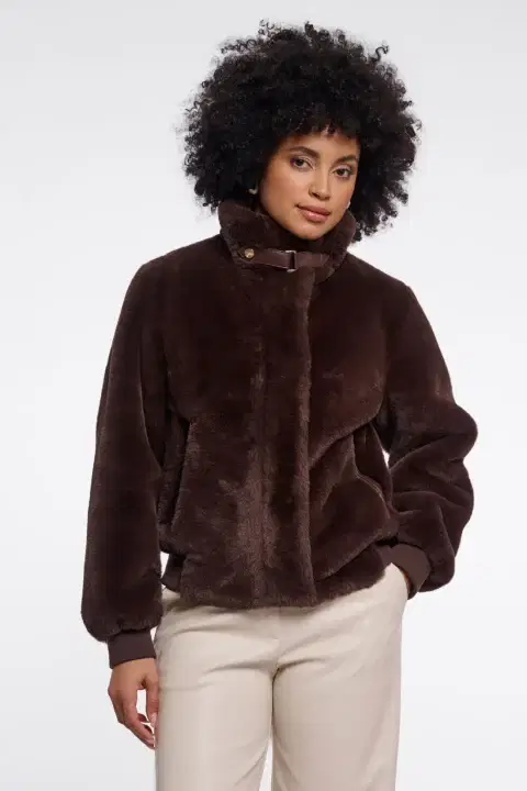 Ambra Coffee Faux Fur Jacket