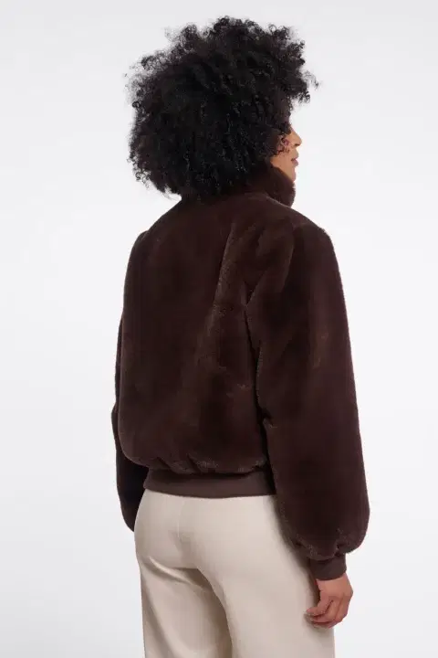 Ambra Coffee Faux Fur Jacket