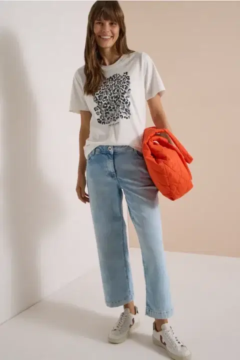 Cecil White Leopard Print T-Shirt