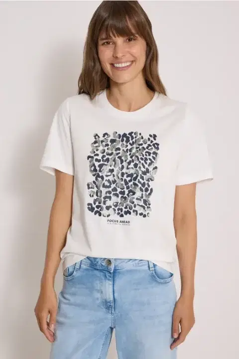 Cecil White Leopard Print T-Shirt