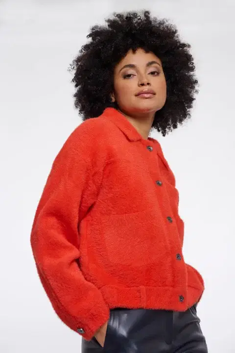 Bubbly Luminous Red Cardigan