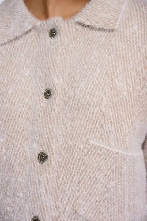Bubbly Beige Herringbone Cardigan