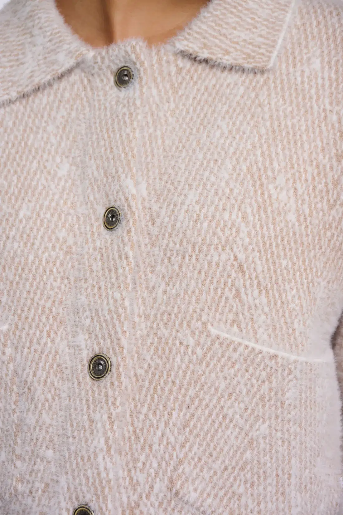 Bubbly Beige Herringbone Cardigan - Image 2