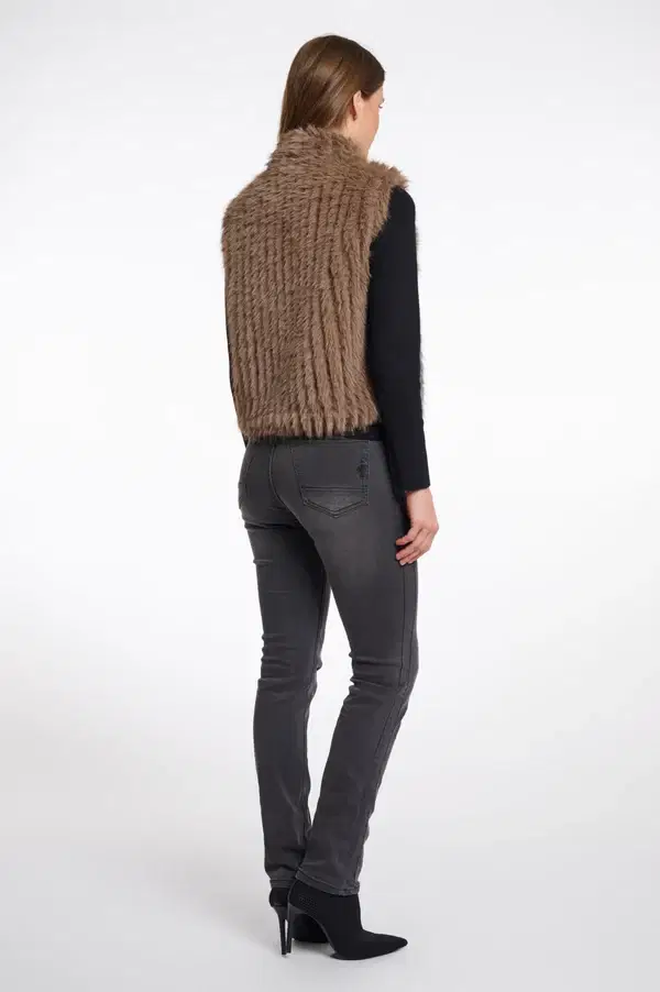 Dava Toffee Faux Fur Gilet - Image 3
