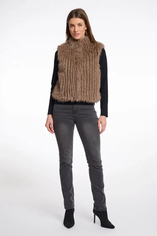 Dava Toffee Faux Fur Gilet - Image 4