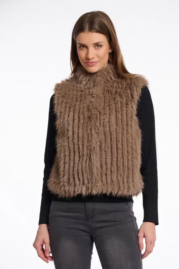 Dava Toffee Faux Fur Gilet