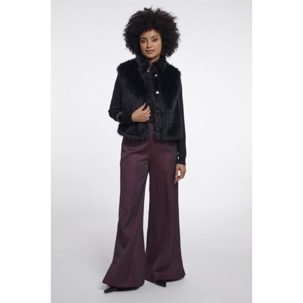 Dava Black Faux Fur Gilet - Image 2