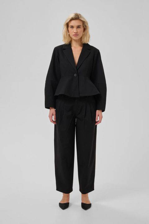 Evie Black Barrel Trousers