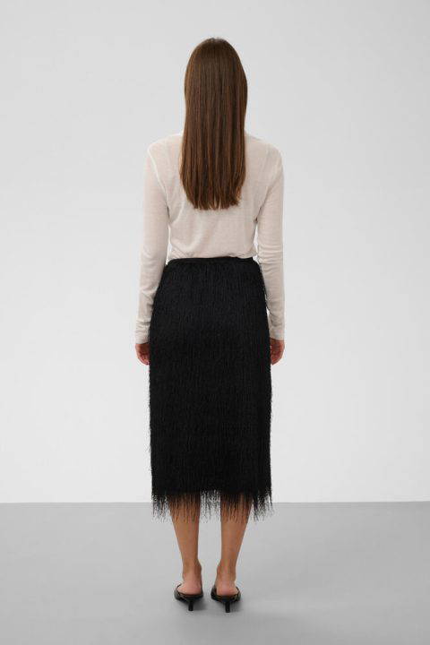 Dacre Black Fringe Skirt