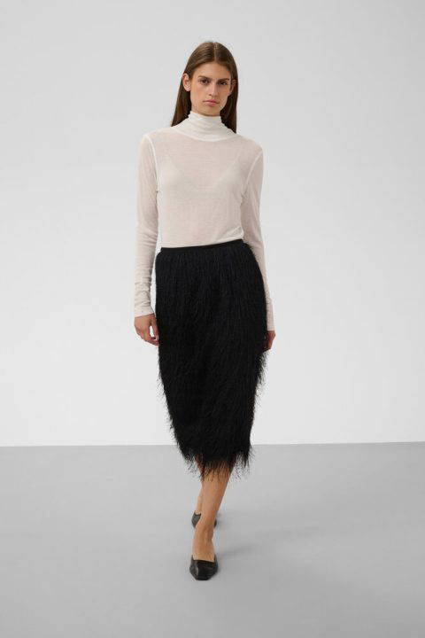 Dacre Black Fringe Skirt
