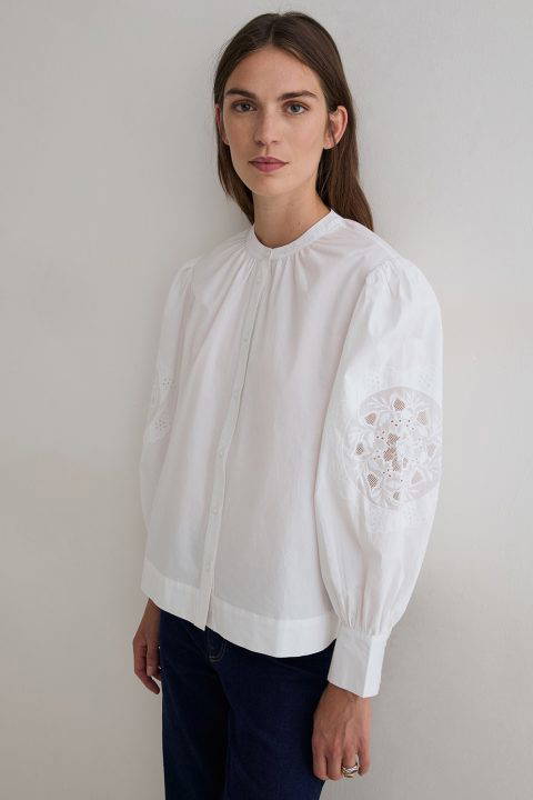 Emroidered Romantic White Shirt