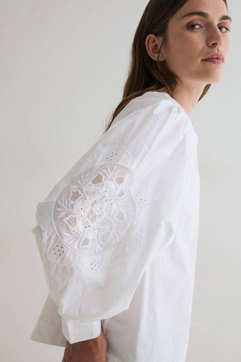 Emroidered Romantic White Shirt