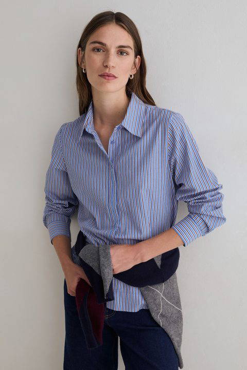 Blue Striped Poplin Shirt