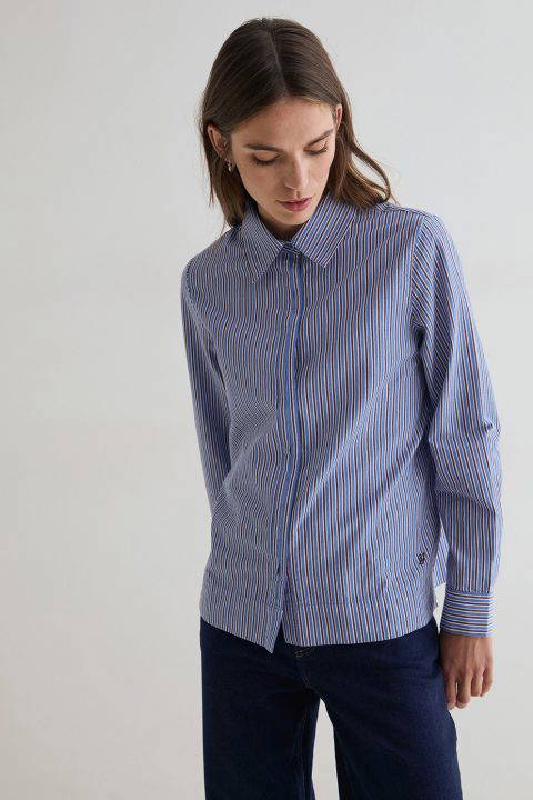 Blue Striped Poplin Shirt