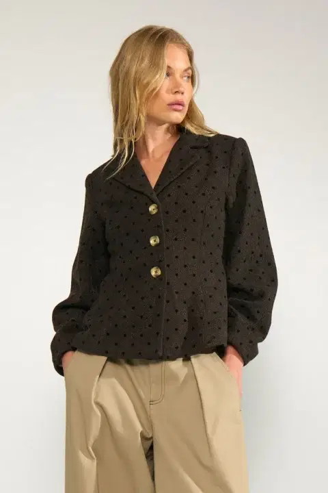 Nuamia Black Coffee Polka Dot Blazer