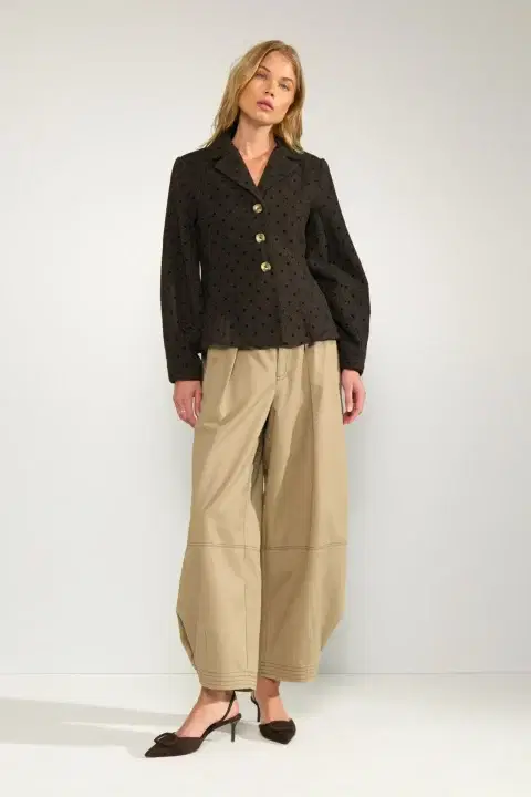 Nuamia Black Coffee Polka Dot Blazer