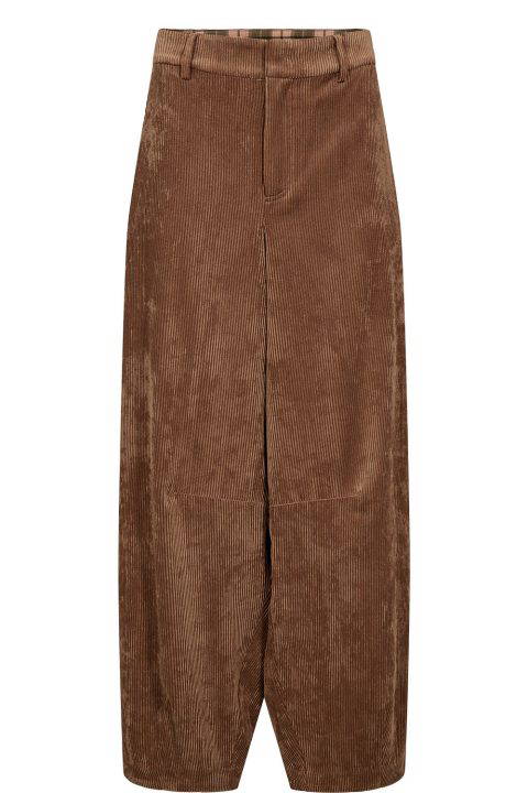 Nucelise Deep Taupe Barrel Corduroy Trousers