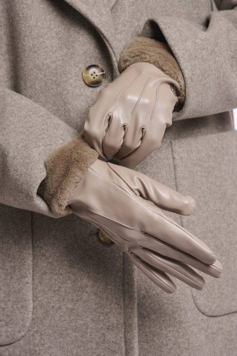 Arca Pearl Taupe Faux Fur Gloves