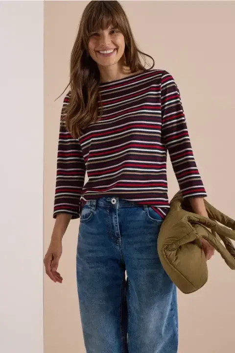 Cecil Navy Stripe Boatneck Top