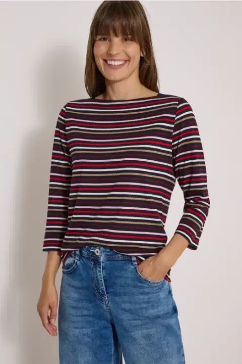 Cecil Navy Stripe Boatneck Top