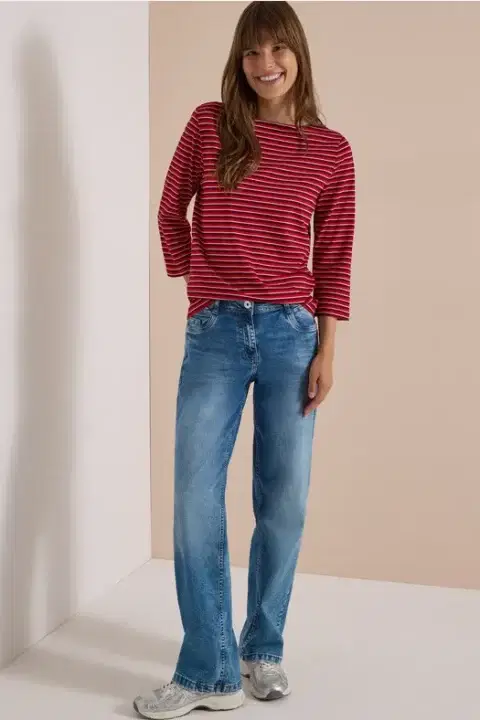 Cecil Red Stripe Boatneck Top
