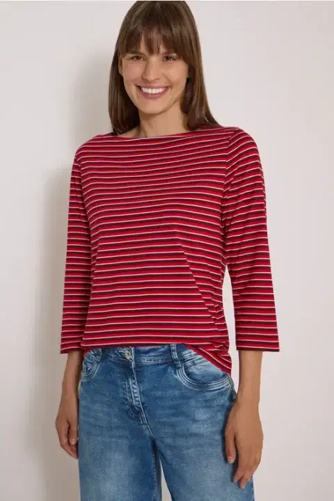 Cecil Red Stripe Boatneck Top