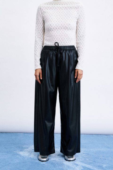 Odaesan Black Faux Leather Trousers