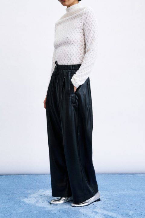Odaesan Black Faux Leather Trousers