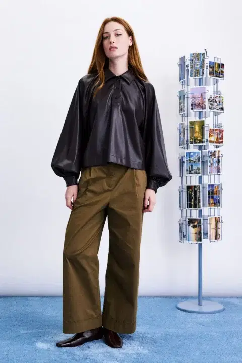 Seorak Plum Fuax Leather Blouse