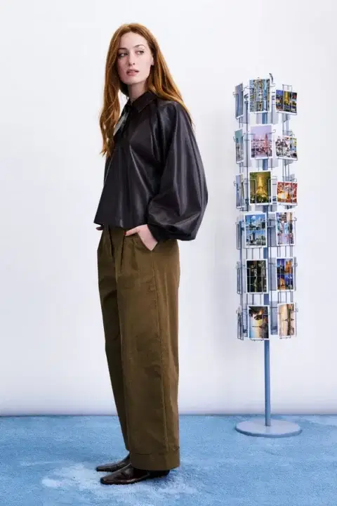 Seorak Plum Fuax Leather Blouse