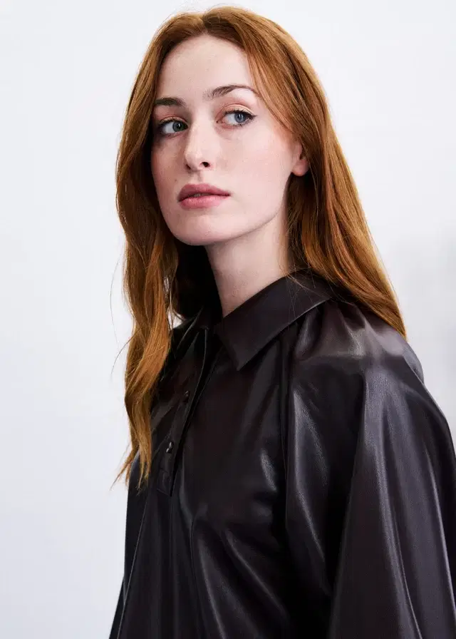 Seorak Plum Fuax Leather Blouse - Image 5