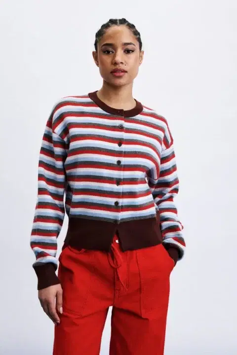 Shibuya Red Cardigan & Scarf Set