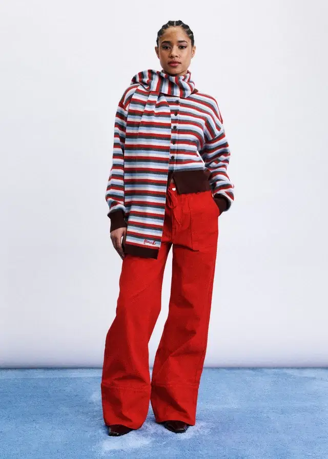 Shibuya Red Cardigan & Scarf Set - Image 3