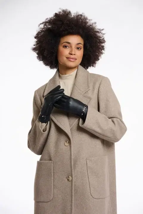 Havila Black Faux Leather Gloves