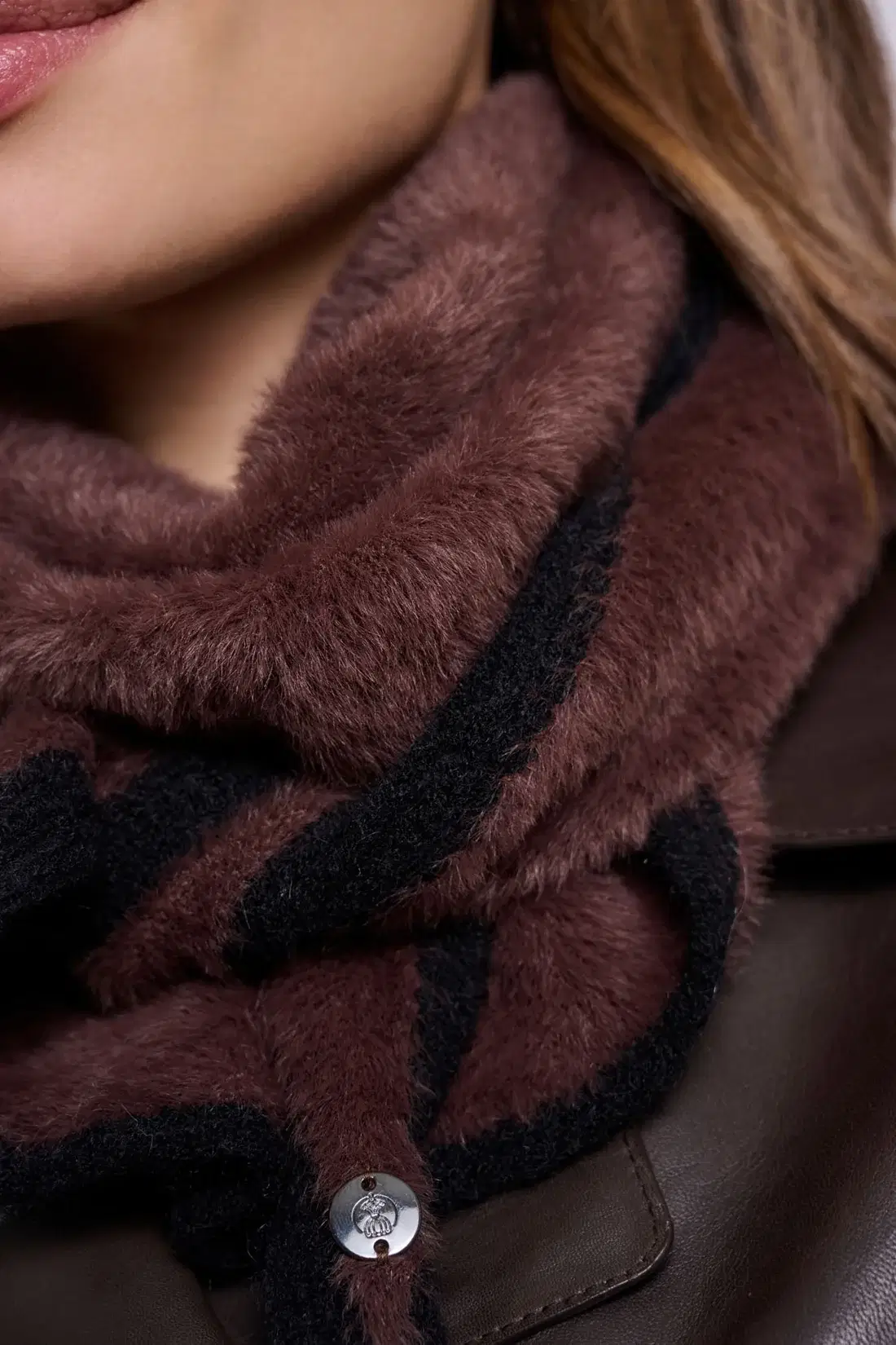 Heiko Coffee Black Triangle Scarf - Image 3