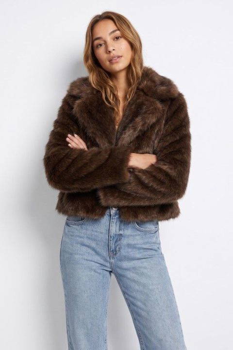 Irina Brown Faux Fur Jacket