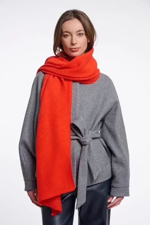 Ivie Luminous Red Plisse Scarf