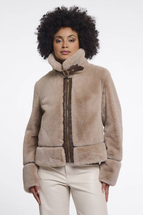 Lambra Oat Faux Fur Jacket