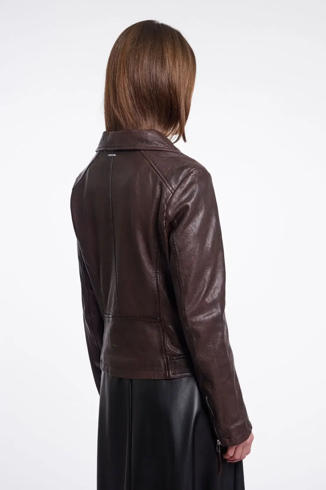 Ludwig Coffee Leather Biker Jacket - Image 2