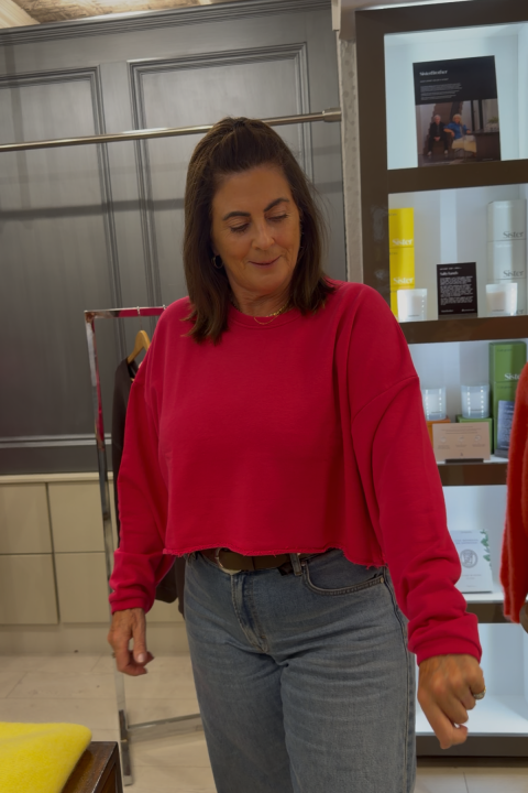 Lugano Bright Rose Cropped Sweatshirt