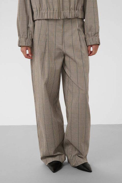 Kinabalu Brown Check Barrel Trousers