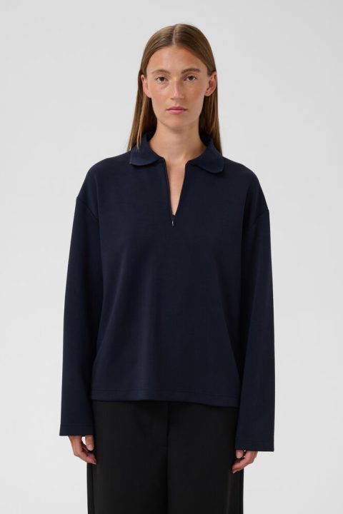 Marigold Navy Polo Sweatshirt