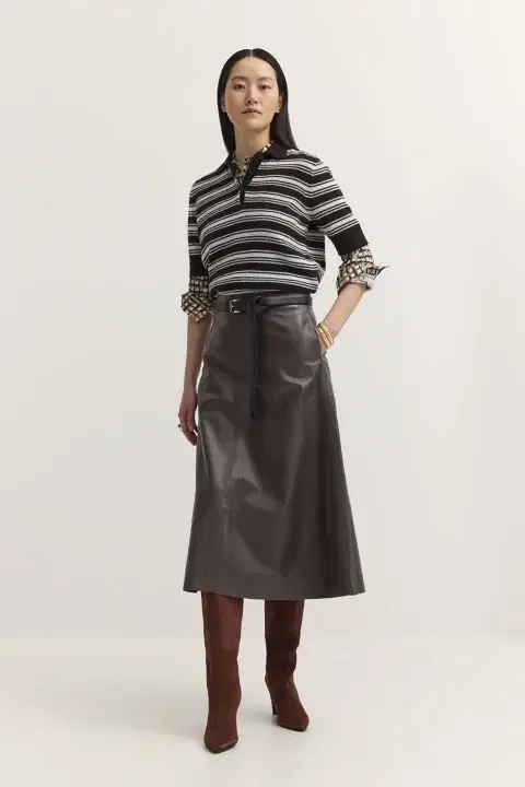 Chocolate Brown Leather Skirt