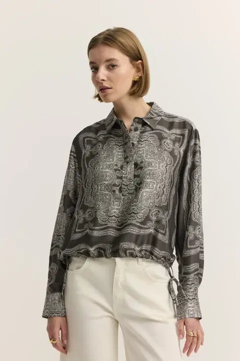 Brown Print Blouse